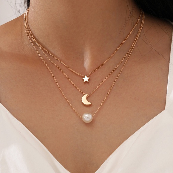 marie and lux Jewelry - 5 for $25 Star Moon & Pearl Layer Necklace